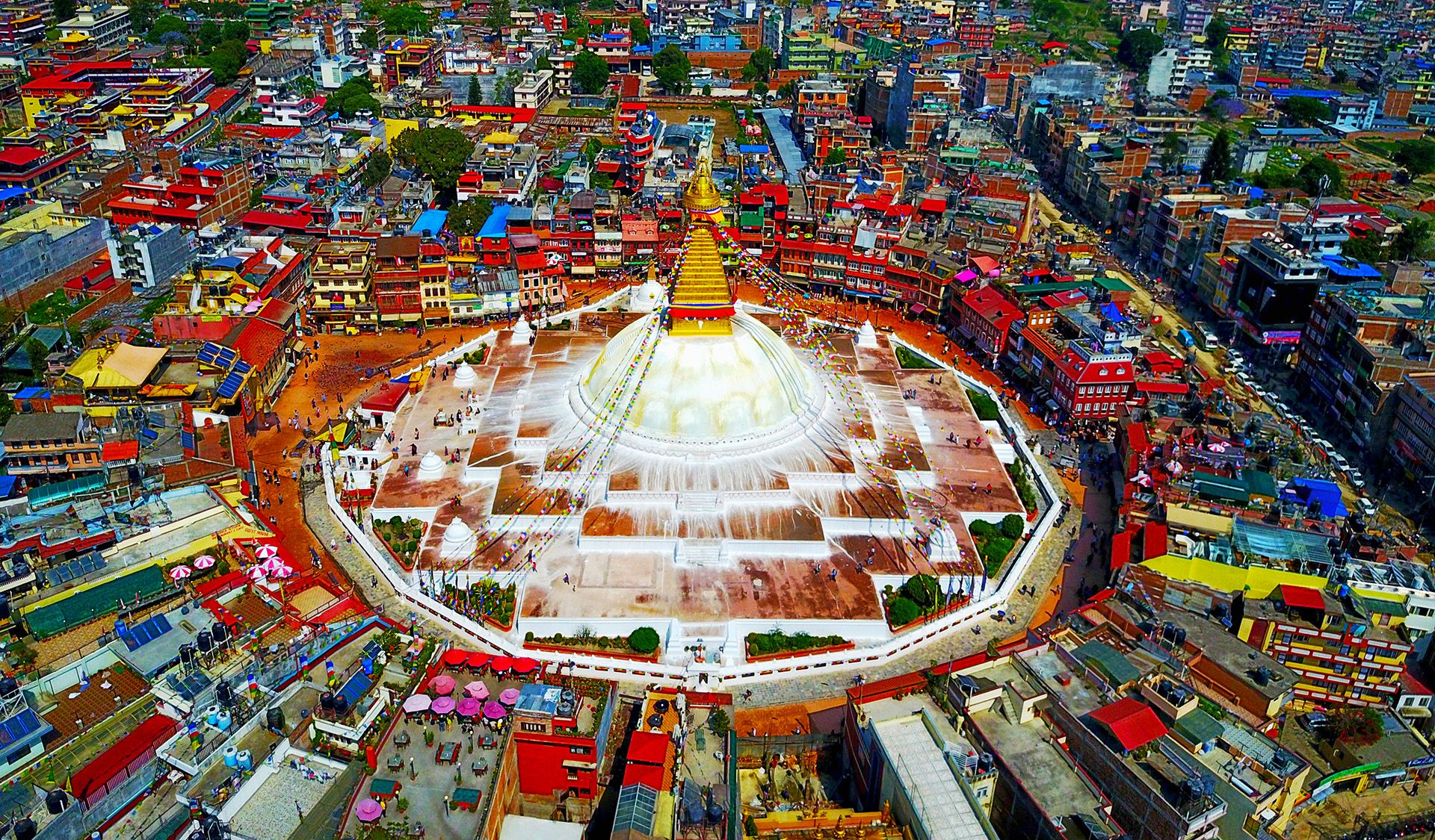 Boudha stupa from the sky