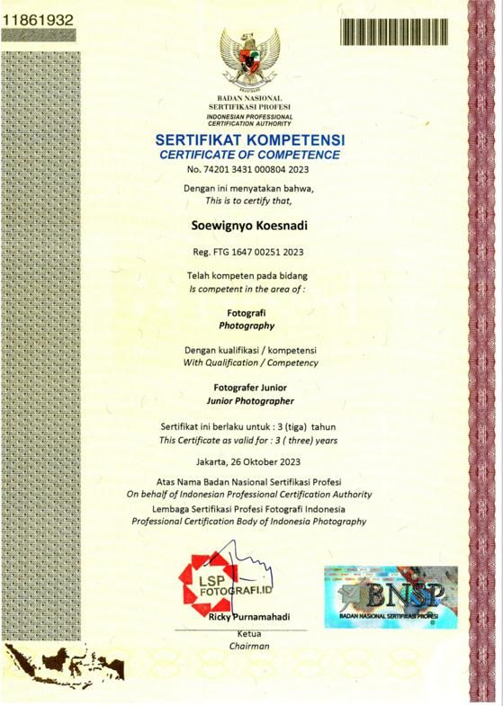 Sertifikat fotografi BNSP